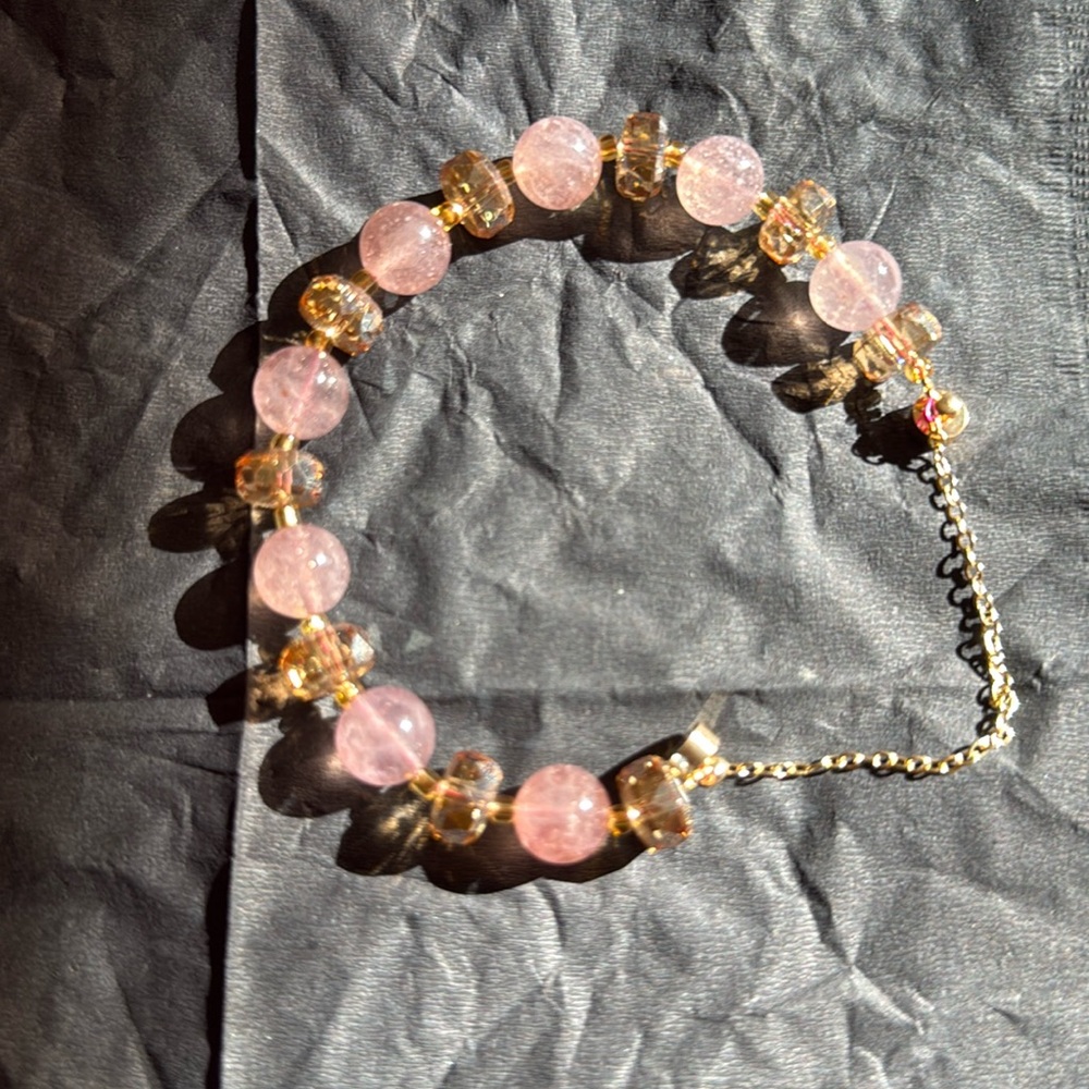 10mm Natural Strawberry Quartz Gemstone with Crystal Bracelet